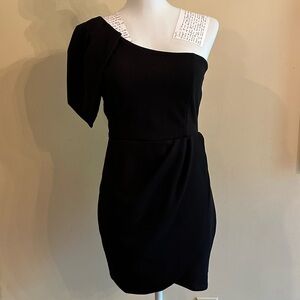 Blue Blush Black One-Shoulder Sheath Dress